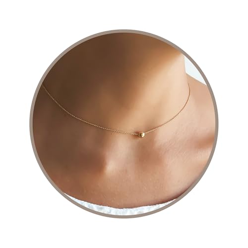 Choker collier ras de cou or femme pendentif boule chaîne fine ajustable bijoux tendance