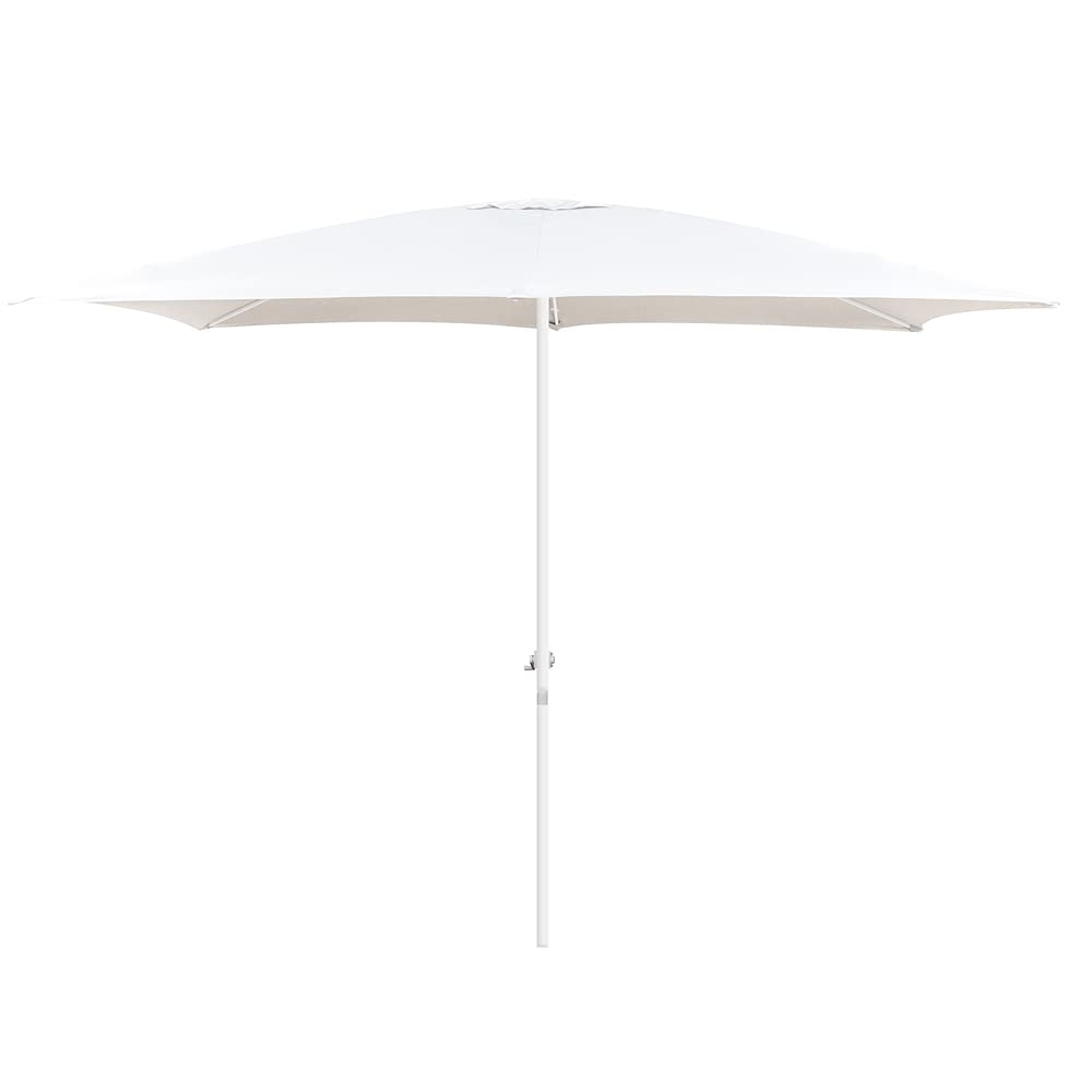 LOLAhome Parasol de jardín apertura manivela Alba rectangular blanco de aluminio de 300x400 cm