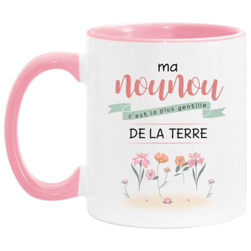 Lalasol Mug Bicolore Cadeau Pour Nounou – Tasse Ma Nounou C'est La Plus Gentille Merci Nounou – Idée Cadeau Pour Nounou – Imprimé en France