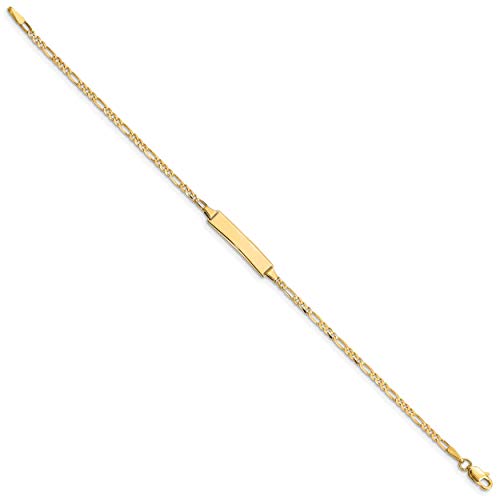 14K Solid Yellow Gold Figaro Link Name Bar Identification ID Bracelet2