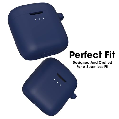 Image of Sounce Earphone Case Cover Compatible with Boat Airdopes 131, Soft Silicone Skin Case Cover Shock-Absorbing Protective Case with Keychain [Front LED Visible] - (Blue)