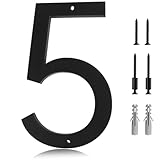 5 Inch House Address Numbers for Outside 5 - Easy Installation With Screw Set, Includes Hardware for Flush or Floating Mount, Frosted Matte Black Acrylic Address Mailbox Numbers for Exterior, Porch