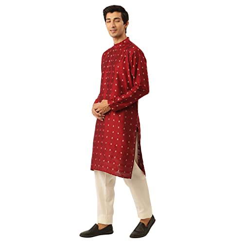 Image of SOJANYA (Since 1958 Men's Pure Cotton Sequined Embroidred Kurta - Perfect for Festivals & Functions