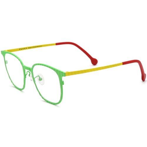 Image of FONEX Colorful Pure Titanium Glasses Frame Women Retro Round Eyeglasses F85782