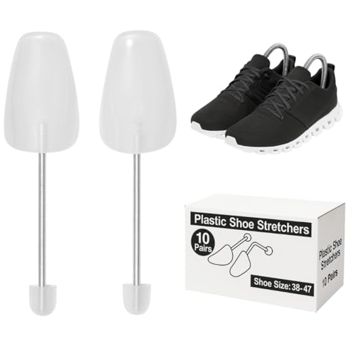 Top Home Solutions® 10 Pairs Shoe Trees - Fits UK Size 5–12 / EU 38–47, Premium Quality Plastic Shoe Stretchers with Sturdy Steel Spiral Spring Perfect For Trainers, Sneakers, Shoes & Boots