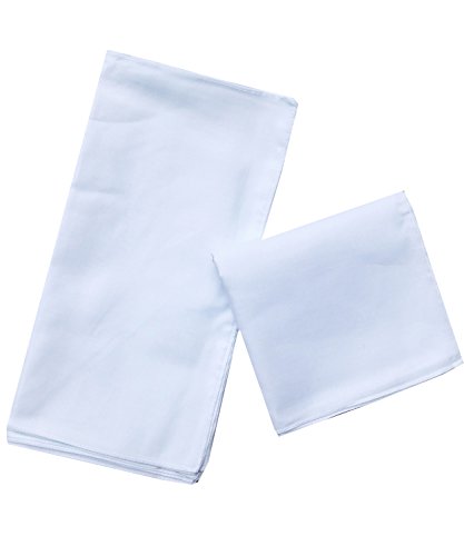 Plain White Cotton Handkerchiefs Women Solid Wedding Hankies -Square 28cm