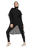 Alfasa Muslim Swimsuit, Burkini Swimsuit for Women, Modest Swimsuits, Diver Style, Easy Dry, 5 Pieces with Cover-Up Pareo - XL Size – by Huma&Hazel Black