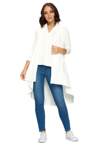 Image of Women's 3 /4 Sleeve Soft Open Front Casual Flowy Long Viscose Made from Bamboo Cardigan