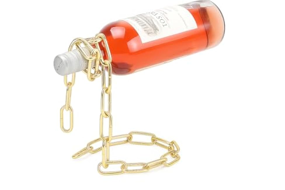 TBWHL Novelty Magic Wine Bottle Holder Floating Steel Link Chain Wine Bottle Rack/Holder - Holds Bottles in The Air, Unique Levitating Wine Bottle Stand for Home Bar, Kitchen, or Party Deco£¨Gold£©