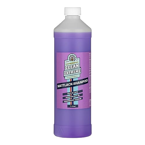 CLEANEXTREME Mattlack Autoshampoo Konzentrat 1 Liter - Auto Shampoo zum Reinigen von Autolack Matt, Matt-Folie, Autosprühfolie
