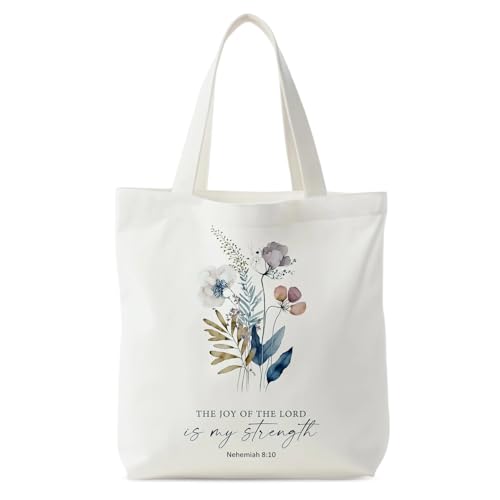 Onperpoe Flowers Bible Tote Bag Christian Gifts for Women Reusable Canvas Tote Bag Religious Christian Gifts for Womens Her Friends