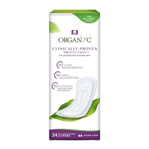 Organyc 100% Organic Cotton Light Incontinence Liners for Bladder Leakage Control, FSA/HSA Eligible, Ultra Thin, Light Flow, 24 Count