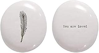 East of India Feather Illustrated You Are Loved Porcelain Pebble
