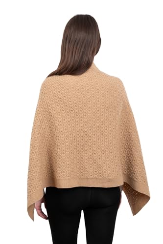 SAOL Wool Blend Poncho for Ladies with Buttons V-Neck Adjustuble Shawl Scarf2