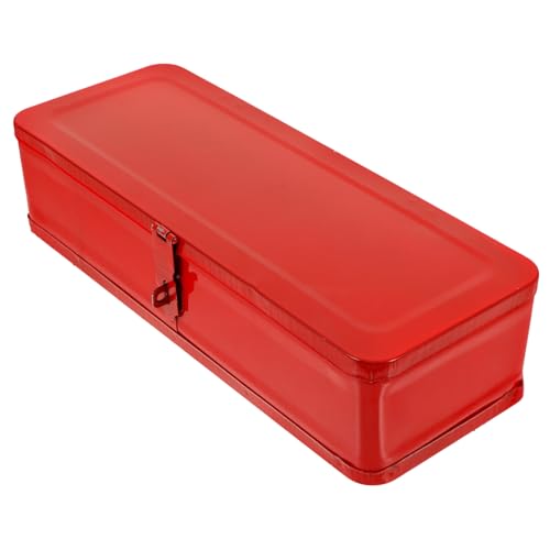 Kisangel Metall Werkzeugkiste mit Großem Stauraum Werkzeug Organizer für Auto Verdickte Aufbewahrungsbox für Wichtige Werkzeuge 13 X 8 X 34cm
