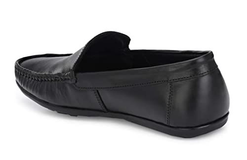 Image of MACTREE Men's Black Genuine Leather Formal Shoes Slip On