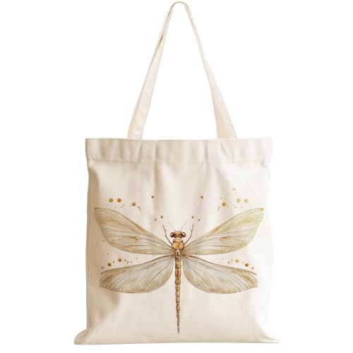 Bolso tote de lona para mujer, diseño de libélula, regalo para amantes de las plantas, dinosaurios, esqueletos y aves, marca jeilink miniatura 1