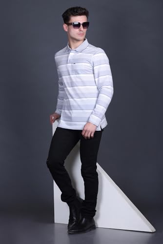 Image of Full Sleeve Polo T Shirt for Men Cotton with Pocket and Collar - Regular Fit Tshirt