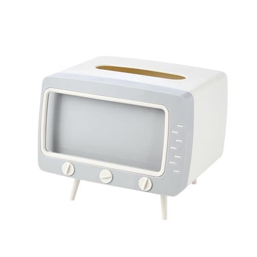 Cute Tissue Box Cover, Fun Vintage TV Tissue Box Phone Holder, Multi Functional Square Tissue Box Cell Phone Holder for All Smartphone, Detachable Easy Refill Tissue Holder for Home, Office, Apartment