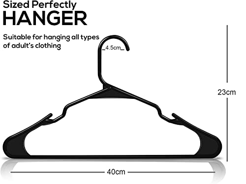 36 Pieces Clothe Hangers for Wardrobe - Space Saving Cupboard Storage Organizer - Plastic Hanger Set for Saree, Shirt, Dress (Black)