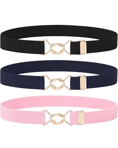 Ceintures élastiques Kajeer lot de 3 avec boucle ronde dorée chic