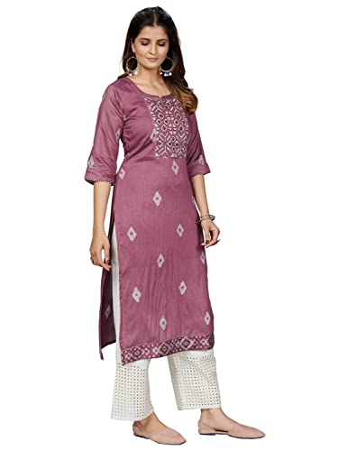 Image of Vbuyz Women's Printed & Embroidered Straight Cotton Stitched Kurta With Dupatta