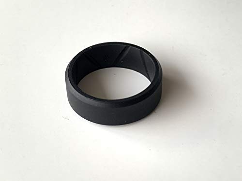 ThunderFit Silicone Rings for Men - 1 Ring Breathable Patterned Design Wedding Bands (1 Ring - Black, 11.5-12 (21.3mm))