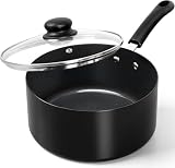 MICHELANGELO Nonstick Saucepan with Lid, Ceramic Sauce Pan Sets, Easy to Clean Sauce Pans, Multi-Purpose Cooking Pots, 4QT, Black