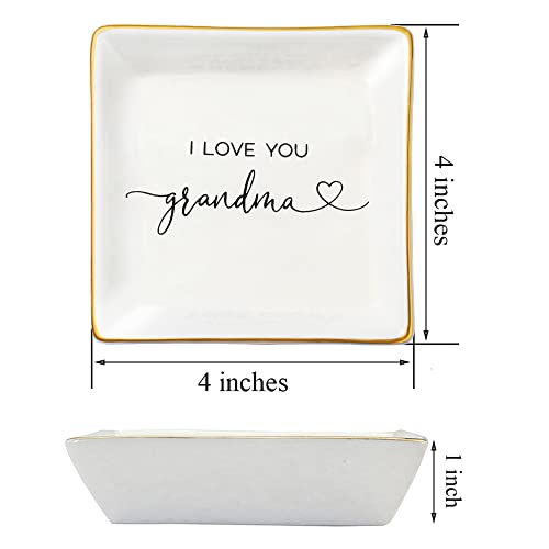 Joycuff Grandma Birthday Gifts For Women Ceramic Trinket Dish Tray Jewelry Ring Earring Organizers Unique Grandmother Gifts For Her Mother's Day Thanksgiving Day Christmas #TOP4