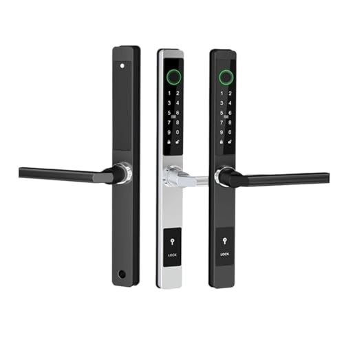 TTLock APP IP65 Waterproof Smart Fingerprint Password RFID Card Lock For Push Pull Sliding Broken Bridge Aluminum Door(Silver 85