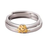 Anillo Mujer Ajustable Compromiso Plata Mujeres Anillo De Plata Para Pareja De Girasoles Para Mujer Y Hombre Un Par De Anillos Con Aberturas Ajustables Un Par De Parejas De Plata De Le