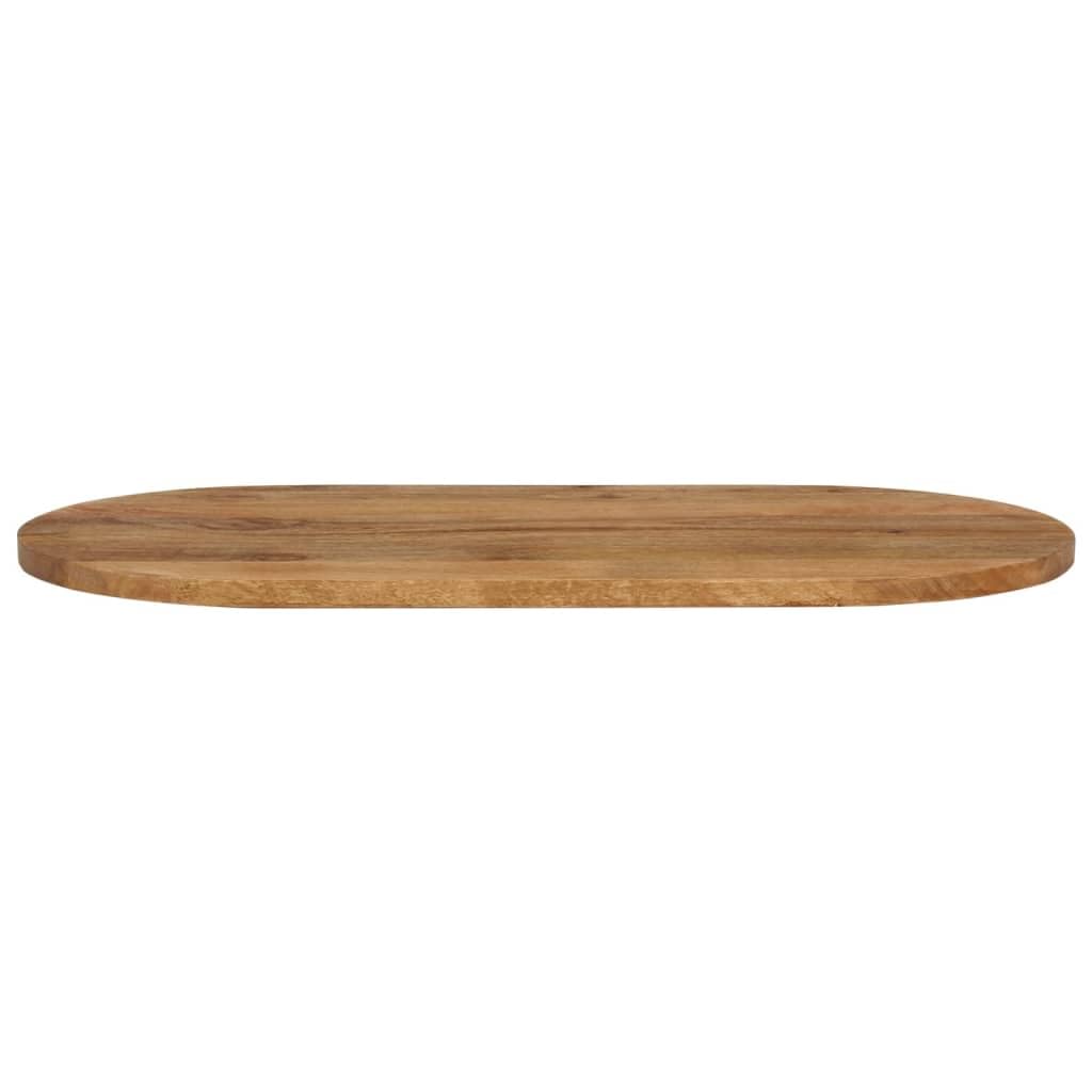 Dessus de Table 120x50x2,5 cm Ovale en Bois de Manguier Massif Finition Chêne, Plateau de Table de Remplacement Rustique pour Salle à Manger et Bureau, Plan de Travail Naturel et Robuste