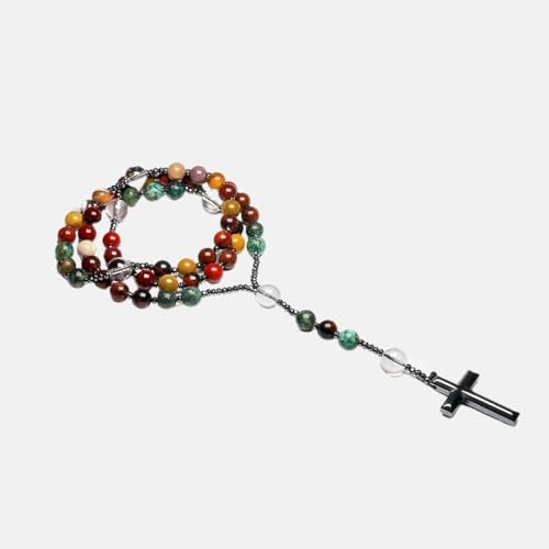Crucifixo Sagrado Unissex Cinco Pedras Naturais Propriedades Terapêuticas Nature Divine + Bolsa de V