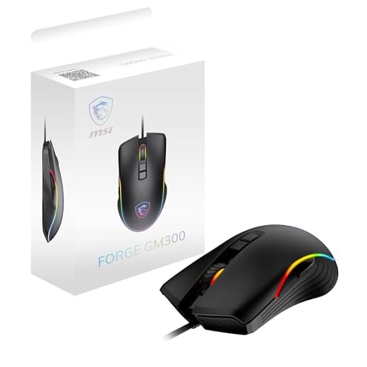 msi FORGE GM300 Gaming Mouse – Sensore ottico 7200 DPI, design simmetrico, switch da oltre 10M di clic, 7 pulsanti, latenza 8 ms, RGB LED, 118 g – Cablato