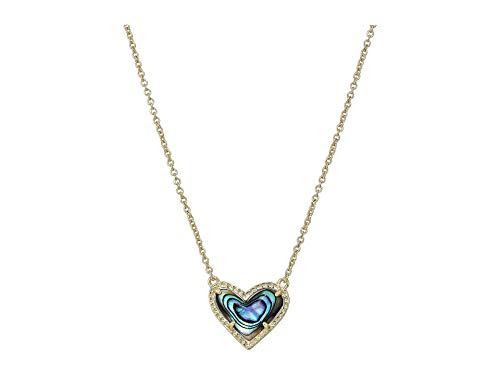 Kendra Scott Ari Heart Pendant Necklace for Women, Fashion Jewelry, 14k Gold-Plated, Abalone Shell