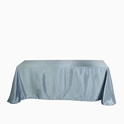 BalsaCircle 90x156 inch Dusty Blue Satin Rectangle Tablecloth Table Cover Linens for Wedding Table Cloth Reception Events Kitchen Dining