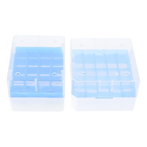 VALICLUD Boîte de Rangement pour Tubes de Congélation en Pp 2pcs Compartiments Multiples Bleu pour Laboratoire, Protège les Tubes Réactifs et Facilite le Nettoyage Couleur