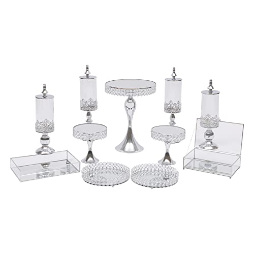 Cake Stands Set Metal Cupcake Holder Cake Tray Crystal with Acrylic Mirror, Dessert Display Plate Decor Serving Platter for Party Wedding Birthday Baby Shower Celebration Home Decoration