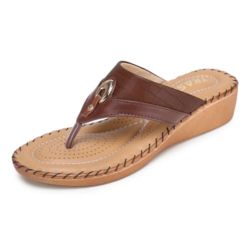 Image of TRASE Women's Flip-Flops & Slippers | Doctor Ortho Comfortable Chappal for Women & Girls | Light weight, Soft Footbed, Comfortable & Stylish | Diabetic & Orthopedic Footwear, Good for Knee & Foot Pain