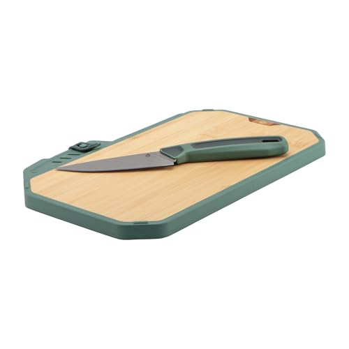 Gerber Gear ComplEAT Mini Cutting Board Set - Packable Cutting Board Kit with Dual-Sided Bamboo Board and 3.75 Paring Knife (4116 German Stainless Steel) for Camping Picnics & Backpacking