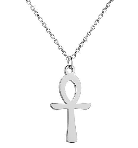 Collier croix Ankh femmes acier inoxydable anti-noircissement bijou peau sensible