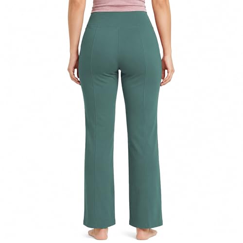 Image of NINQ Women High Waist Flare Pants Lite Regular | Smart Casual Korean Trouser for Office Wear, Gym, Sports, Travel & Daily Styling