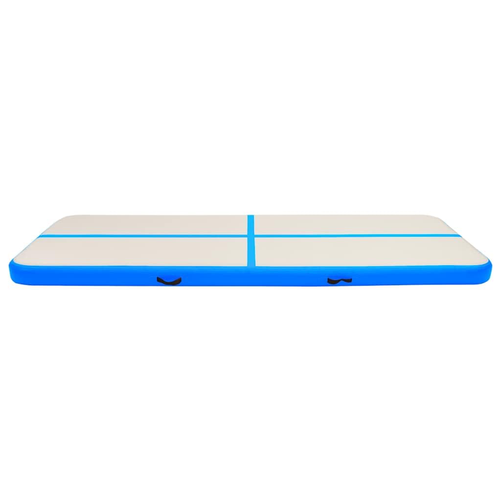 Aufblasbare Gymnastikmatte 500x100x15 cm mit Pumpe - Luftmatte für Turnen, Yoga, Kickboxen, Fitnessmatte Blau