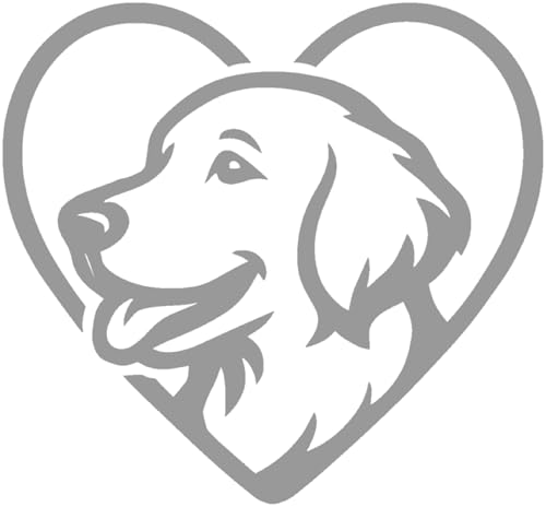 Samunshi® Herz mit Golden Retriever Kopf als Autoaufkleber für Auto Motorrad Helm Fahrrrad Aufkleber Laptop Sticker Herz Form Leidenschaft Vinyl Dekoration 10 x 9,3cm grau