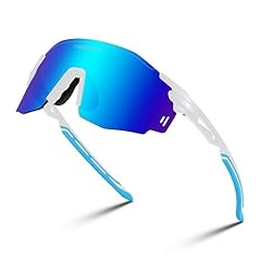 White Frame Blue Mirrored Lens