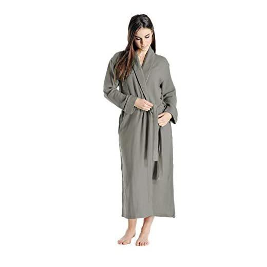 Cashmere Boutique: 100% Pure Cashmere Robe for Women (Color: Medium Gray, Size: Large/Extra Large)