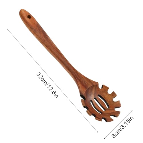 Cuchara de madera para pasta y fideos con mango largo 6