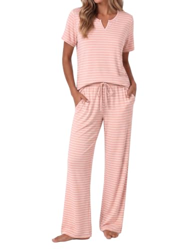 Pyjama Ekouaer 2 pièces rayures roses XL