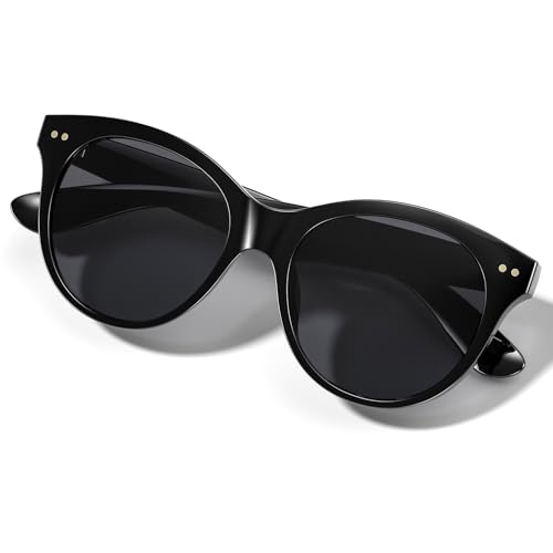 Oversized Polarized Sunglasses for Womens Retro Round Designer Vintage Trendy Style