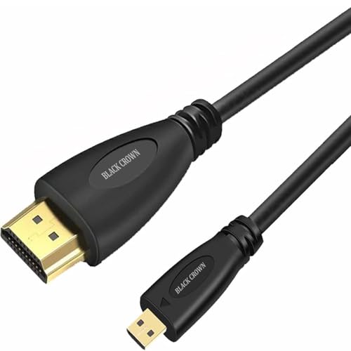 Image of BLACK CROWN 1.5M Micro Hdmi to hdmi Cable Gold Connectors HDMI to MICRO HDMI Cable - Type D to Type A - 1080p Full HD 1.4V
